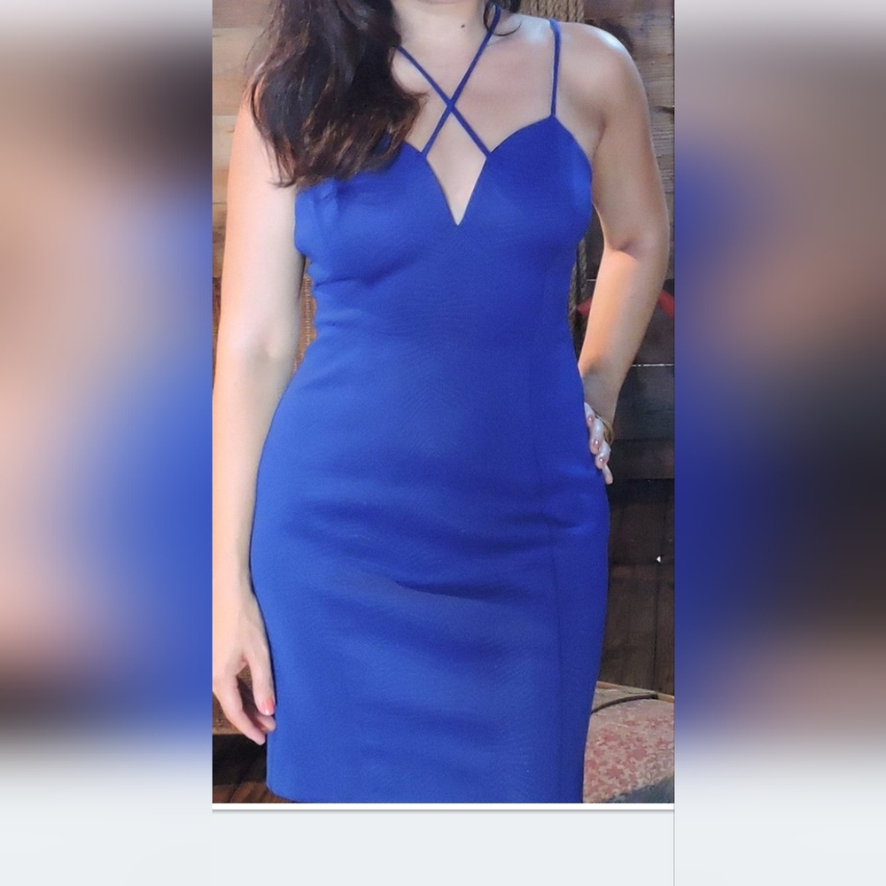 Guess Royal Blue Strappy Mini Dress